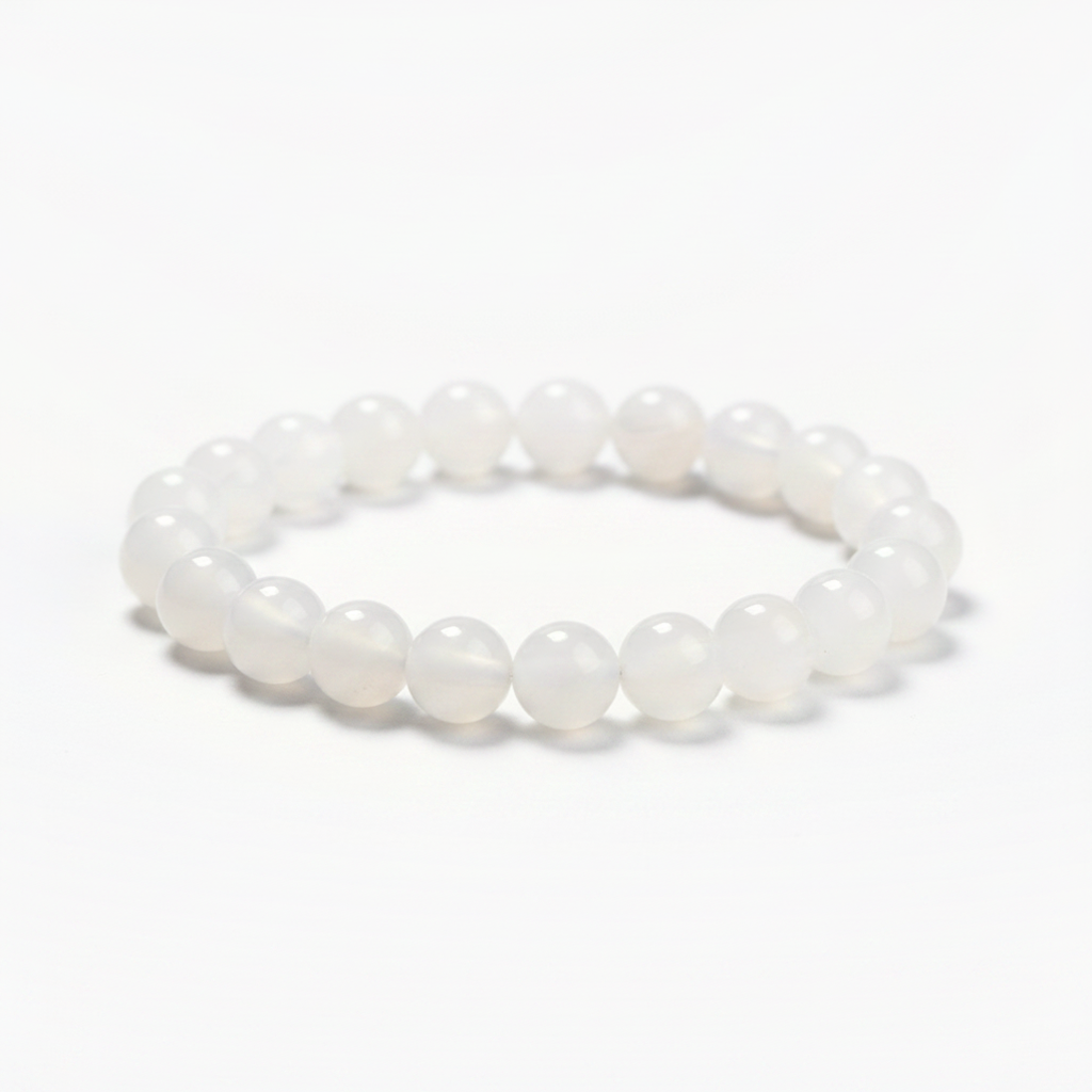 Bracelet en agate blanche naturelle