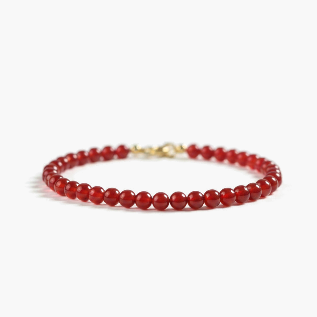 Bracelet fin en agate rouge naturelle — Perles 3 mm
