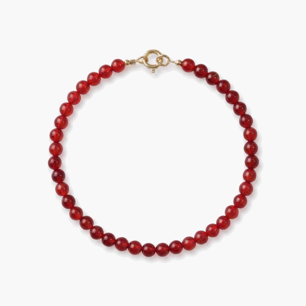 Bracelet fin en agate rouge naturelle — Perles 3 mm