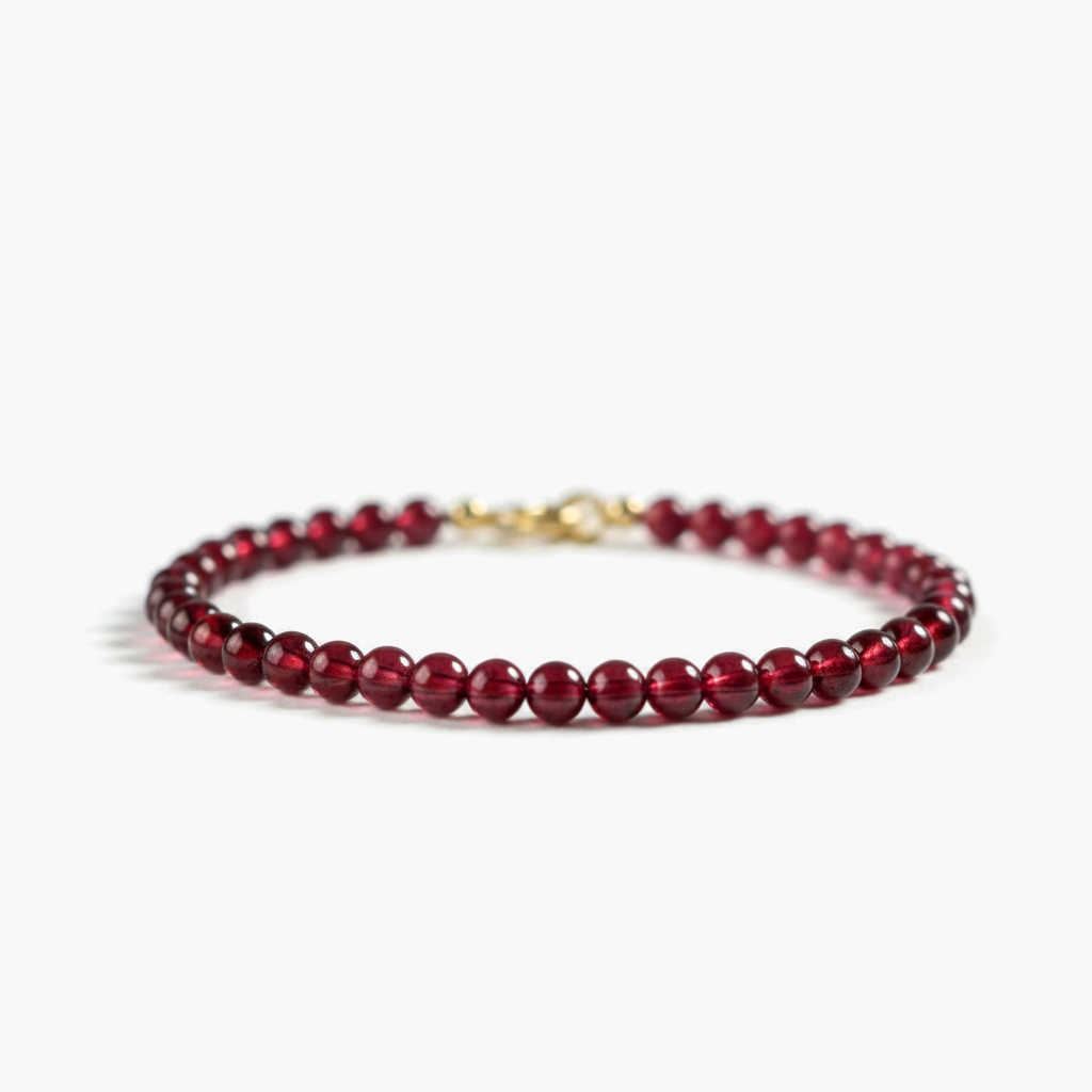 Bracelet fin en grenat naturel — Perles 3 mm