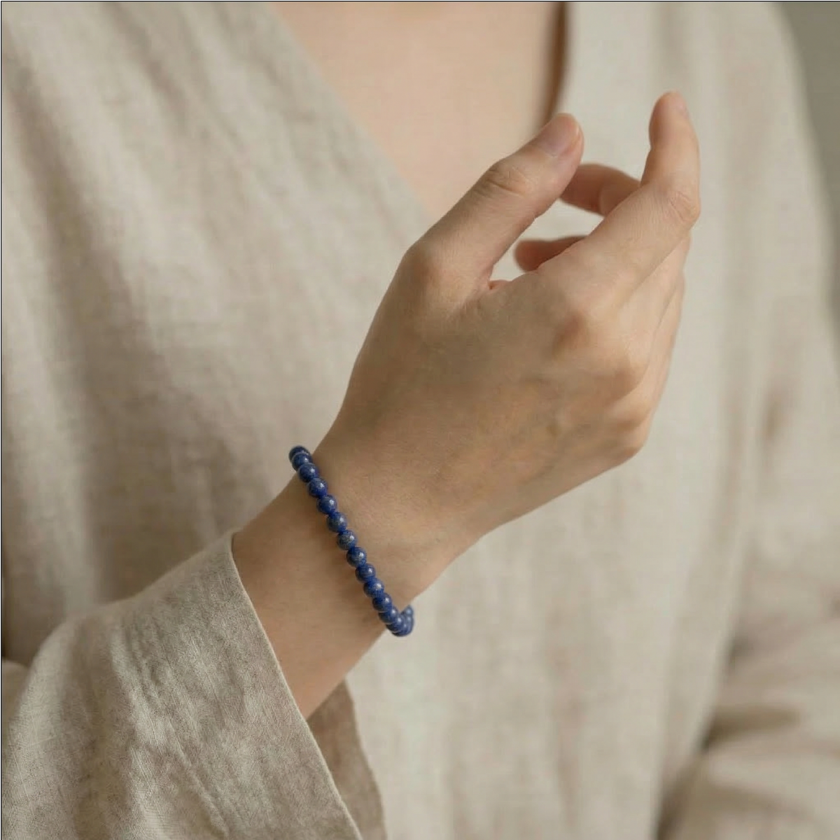 Bracelet fin en lapis-lazuli naturel — Perles 3 mm