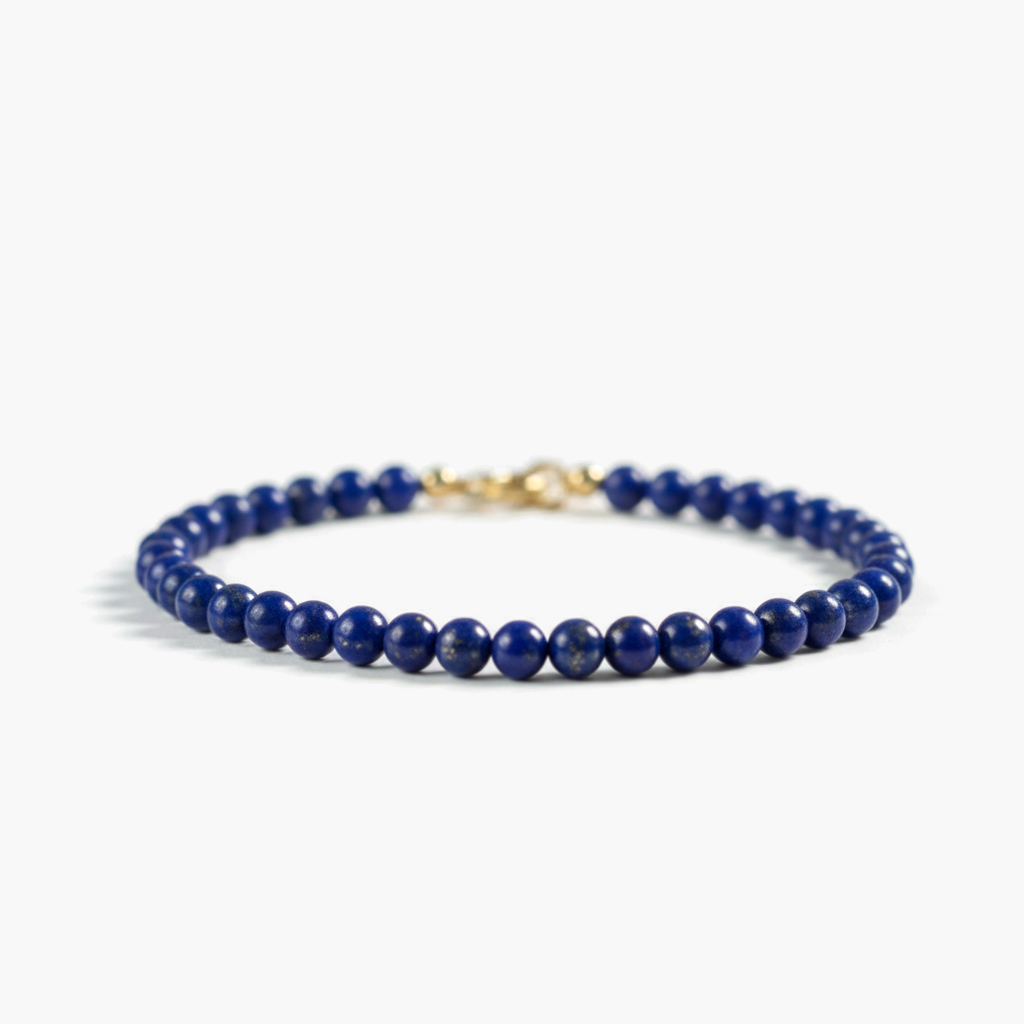 Bracelet fin en lapis-lazuli naturel — Perles 3 mm