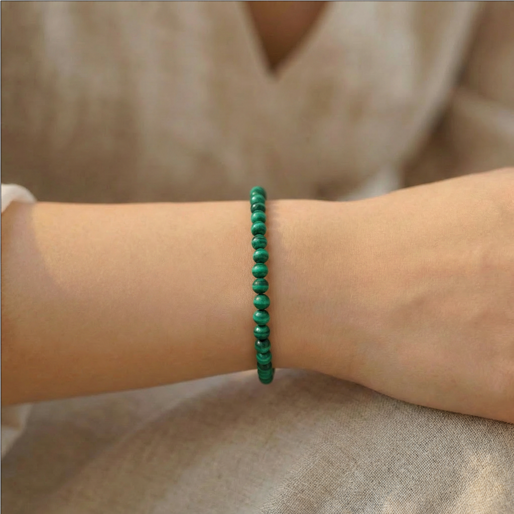 Bracelet fin en malachite naturelle — Perles 3 mm