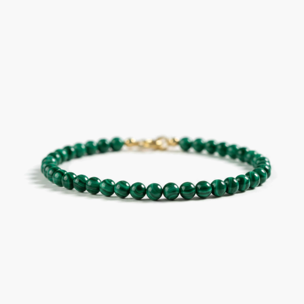 Bracelet fin en malachite naturelle — Perles 3 mm