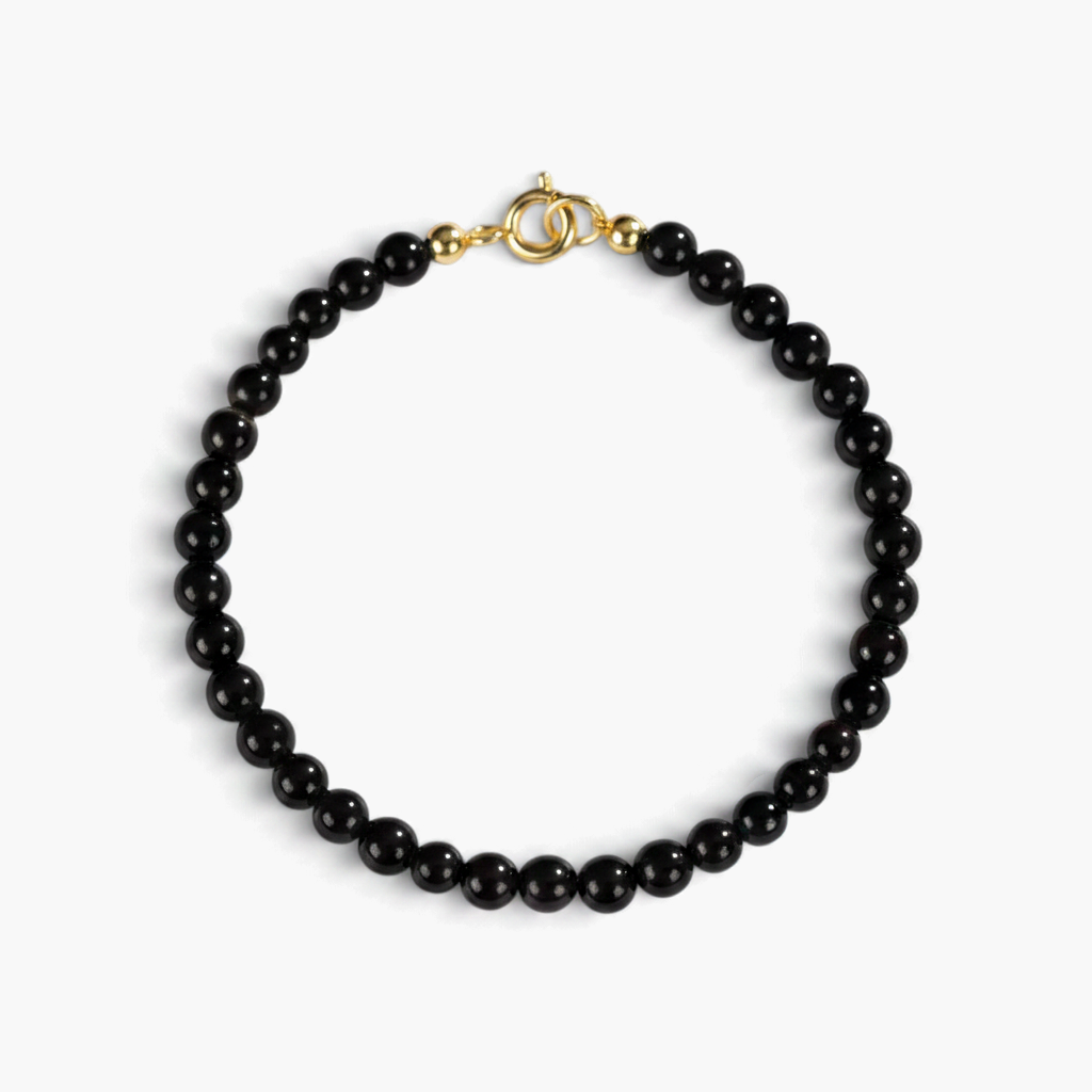 Bracelet fin en obsidienne naturelle — Perles 4 mm