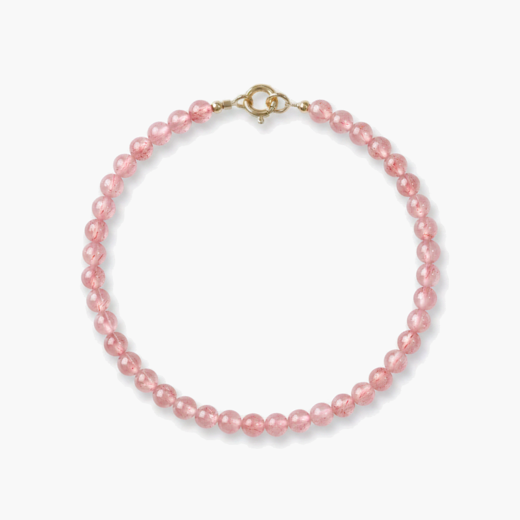 Bracelet fin en quartz rose naturel — Perles 3 mm